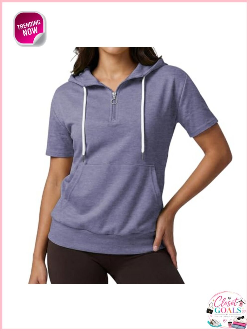 Womens Slim Fit Short Sleeve Quarter Zip Hoodie Thin Jacket